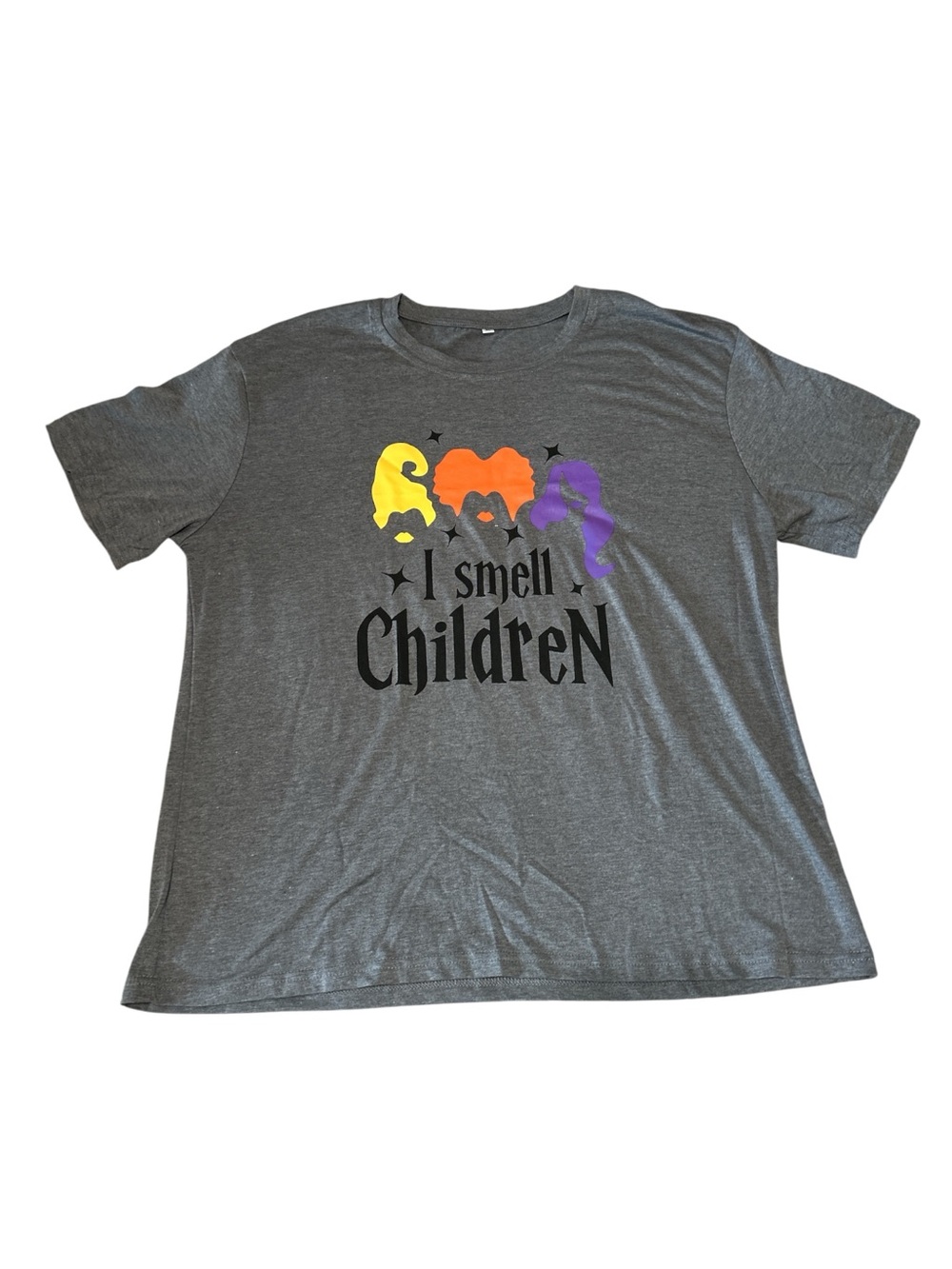 Hocus Pocus “I Smell Children” Halloween Gray Short Sleeve Crew Neck Tee Size XL